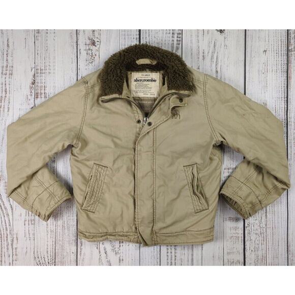 Abercrombie & Fitch Jackets & Blazers - Abercrombie & Fitch Adirondack Jacket Sz XL Tan Sherpa Lined‎ Heavyweight Bomber